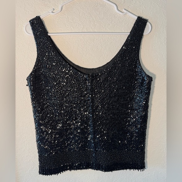 Hong Kong Hand Craft Inc Vintage 100 Percent Wool Beaded Sequined Top Size 34 - Picture 5 of 7